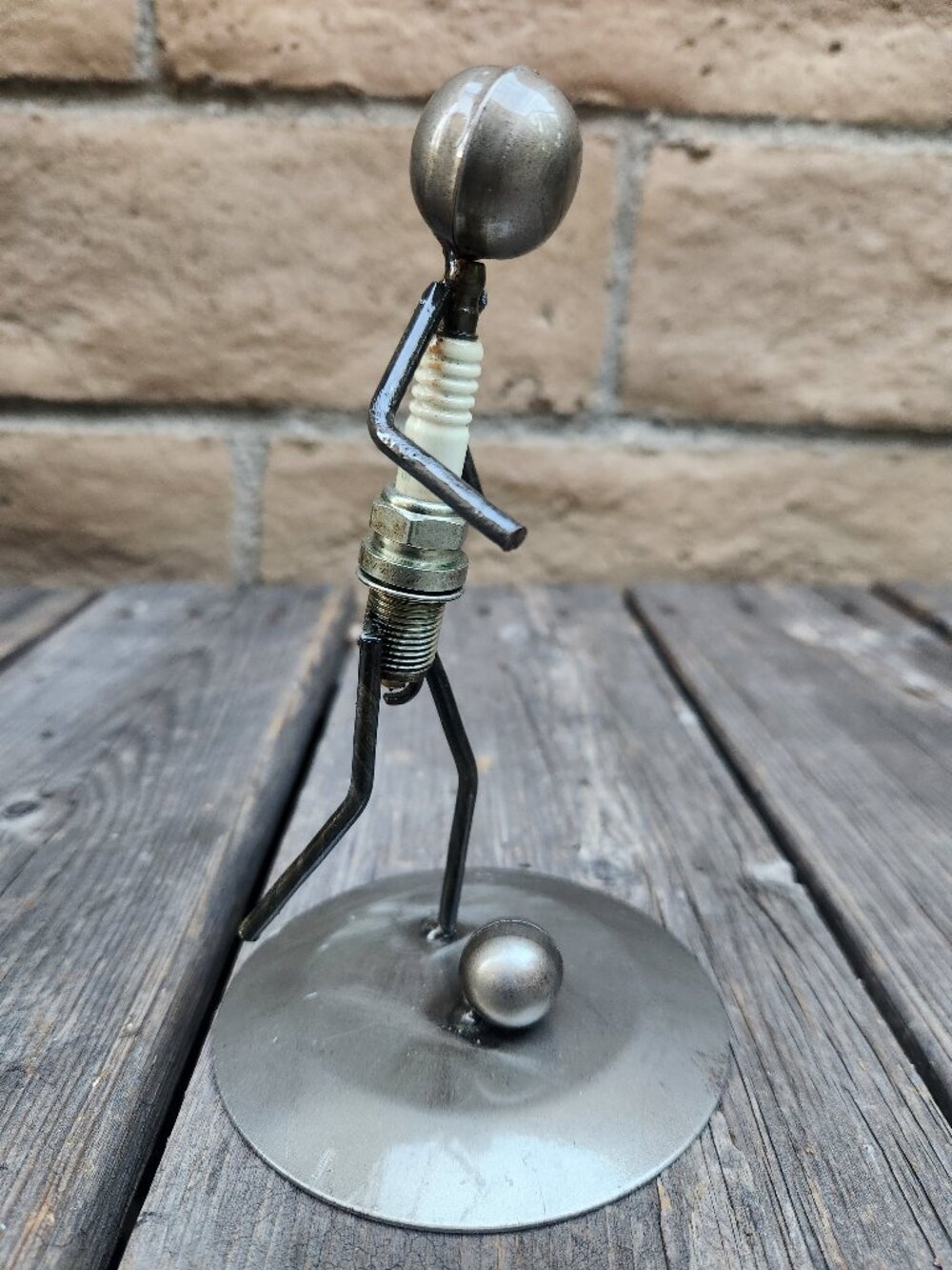 Soccer Player Spark Plug Metal Art Home Decor Farmhouse Decor